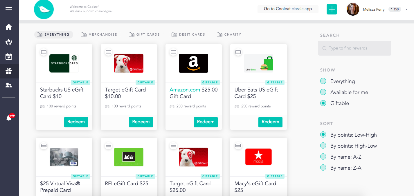 Send gift cards to your team for going above and beyond