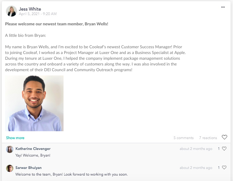 Welcome new virtual team members and introduce them to the team