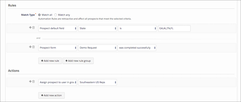 Pardot Automation rules