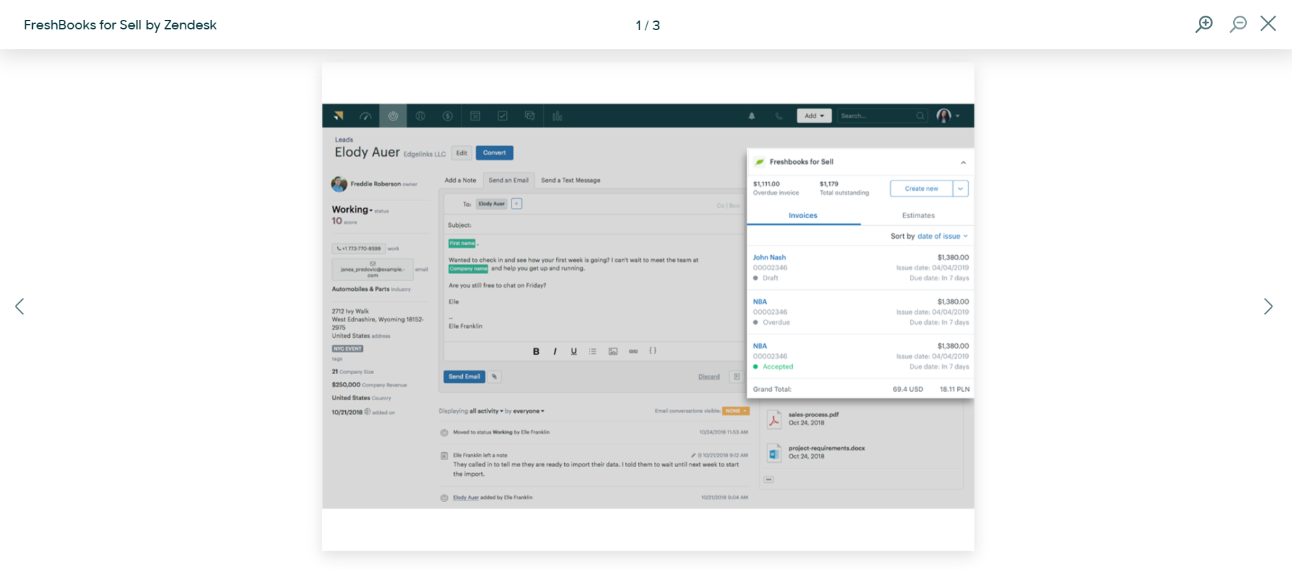 Zendesk integrations: FreshBooks for Sell
