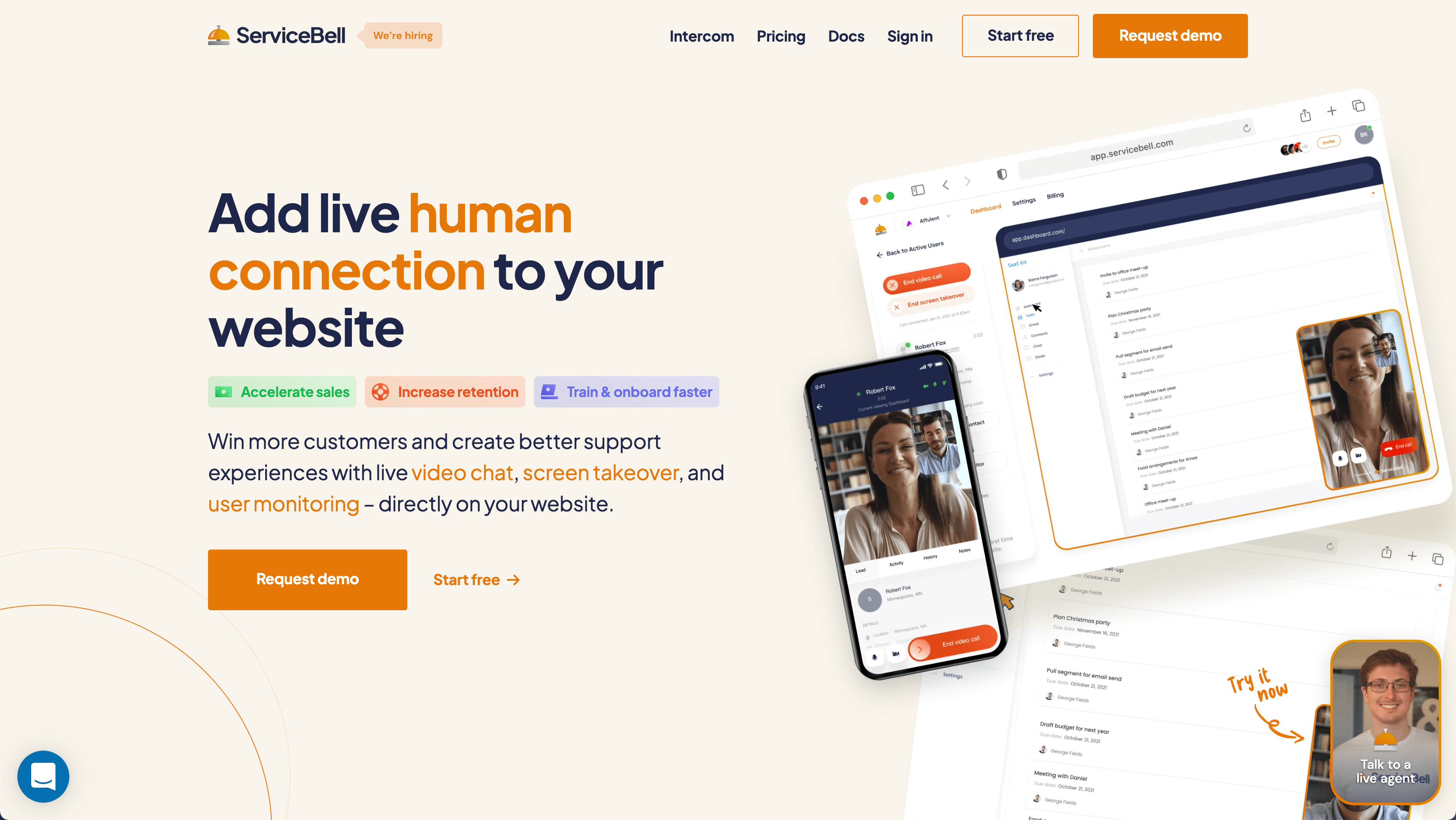 servicebell live video chat and screen takeover