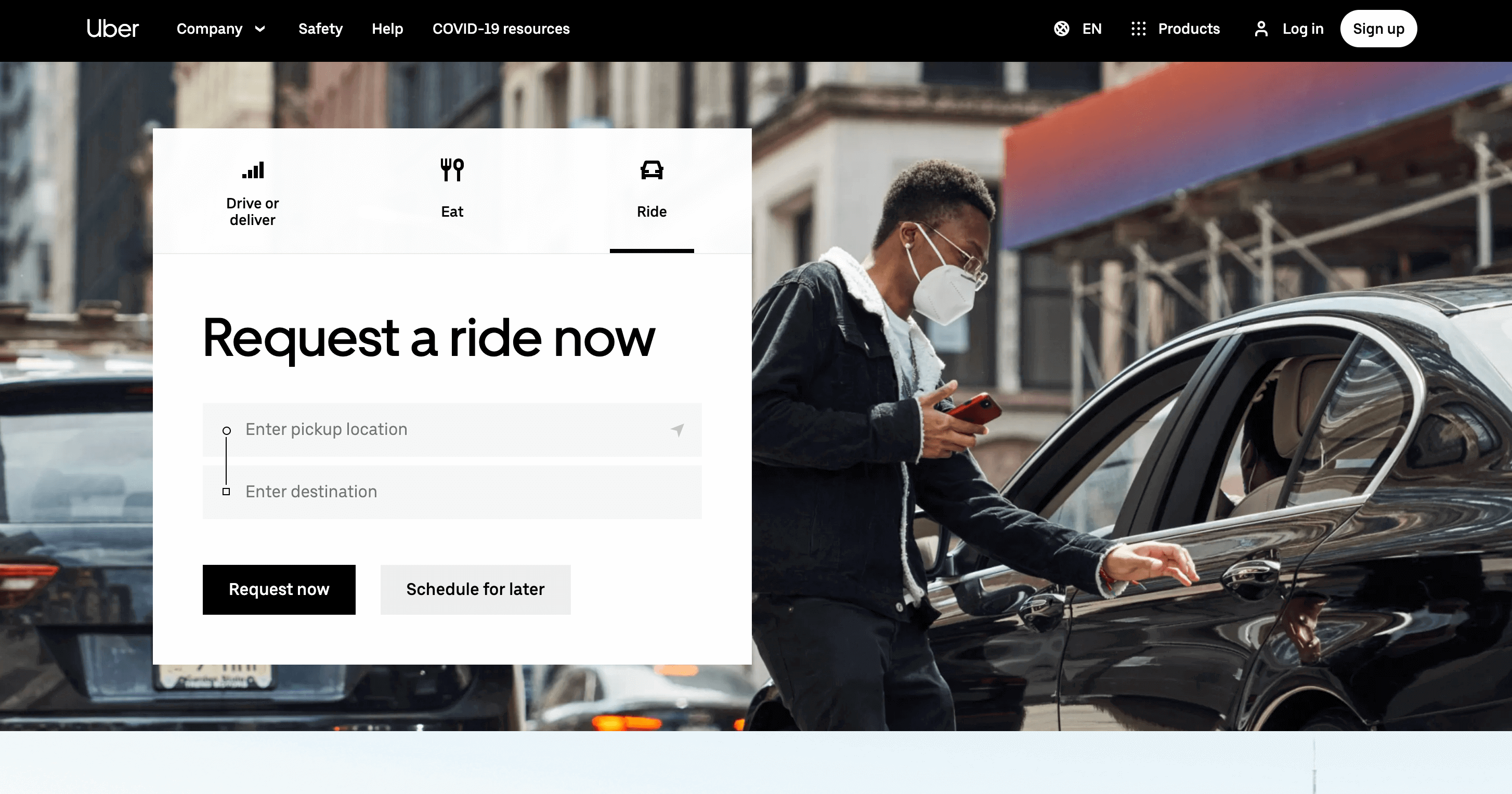 uber.com landing page converts very well