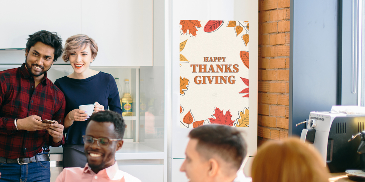 Thanksgiving Poster on Office Wall