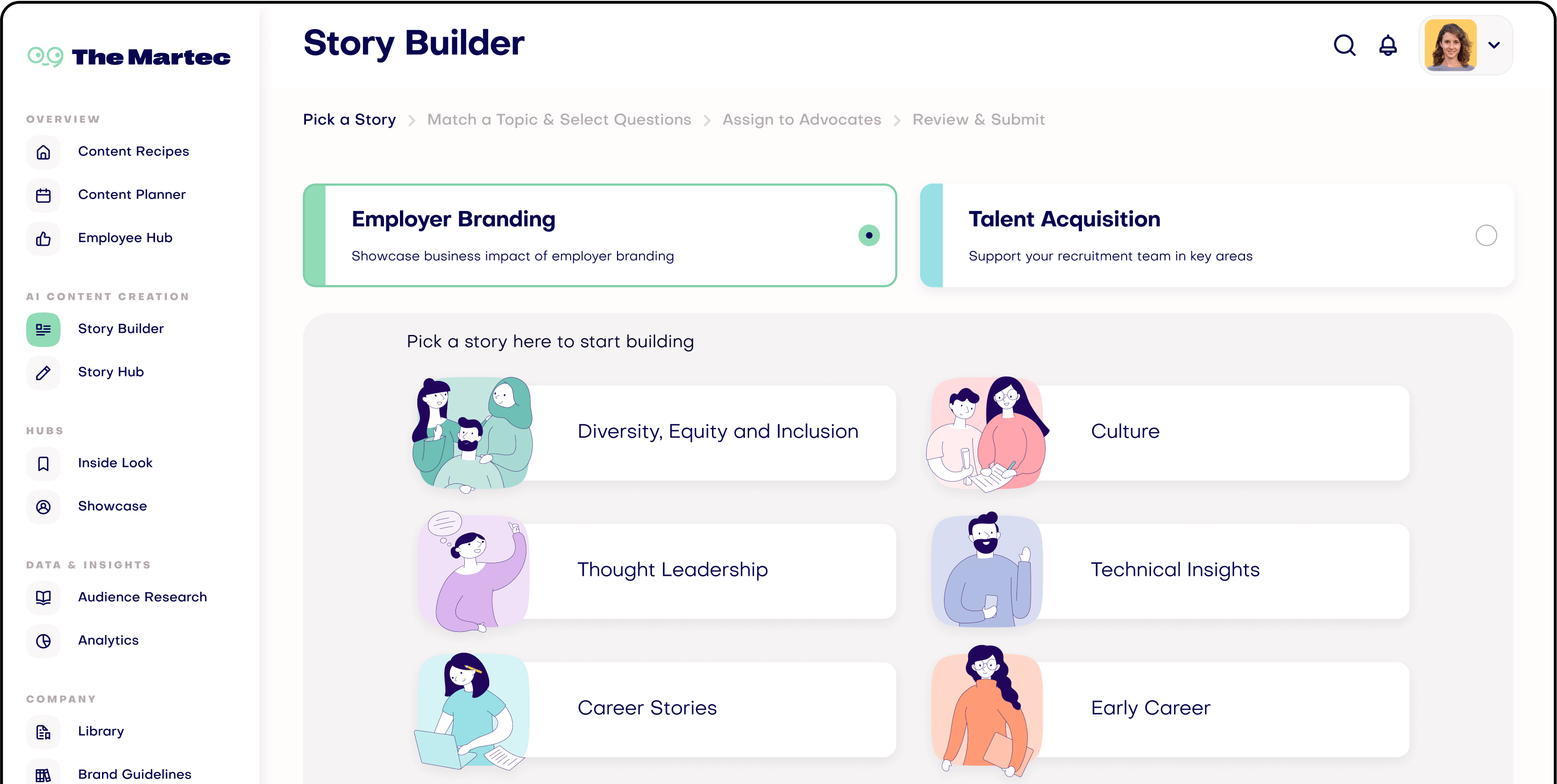 Image of The Martec's AI-powered content platform for Employer Branding platform