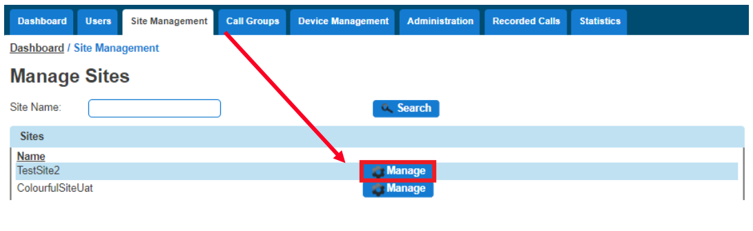 Site Management - Manage