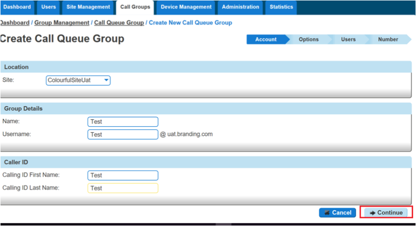 Create Call Queue Group