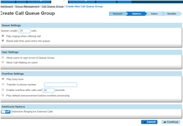 Call Queue Group Options