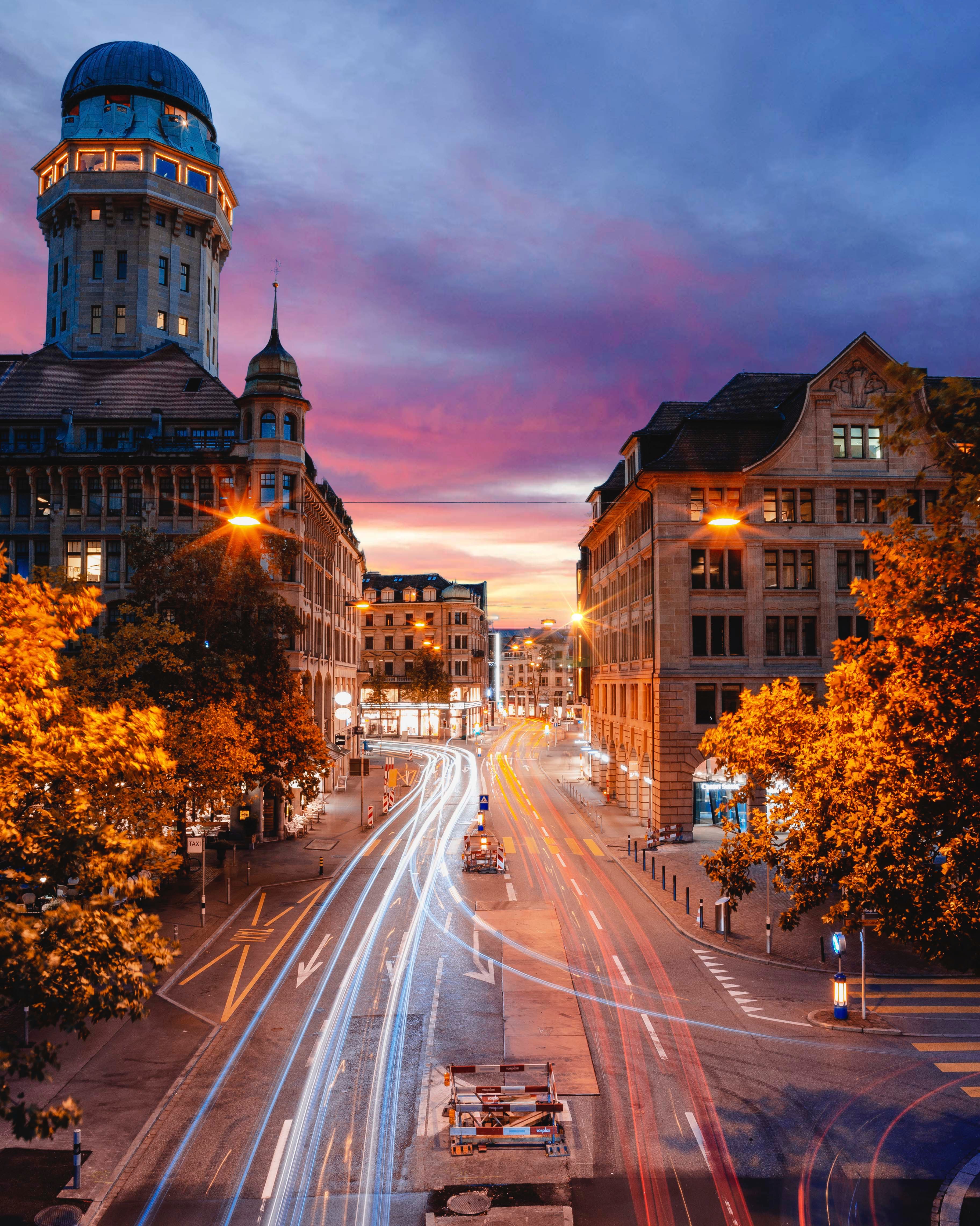 city in a sunset