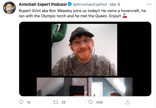 armchair expert podcast tweet