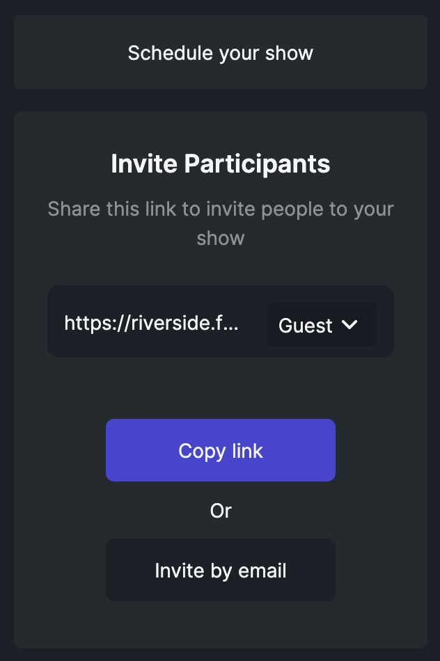 invite your guest via riverside.fm