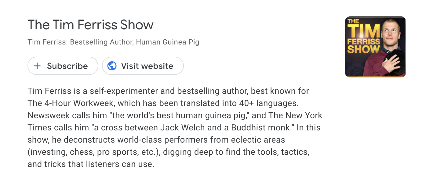 Tim ferriss show description