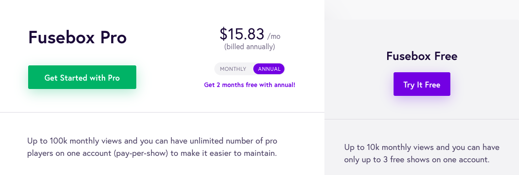 Fuxebox pricing overview