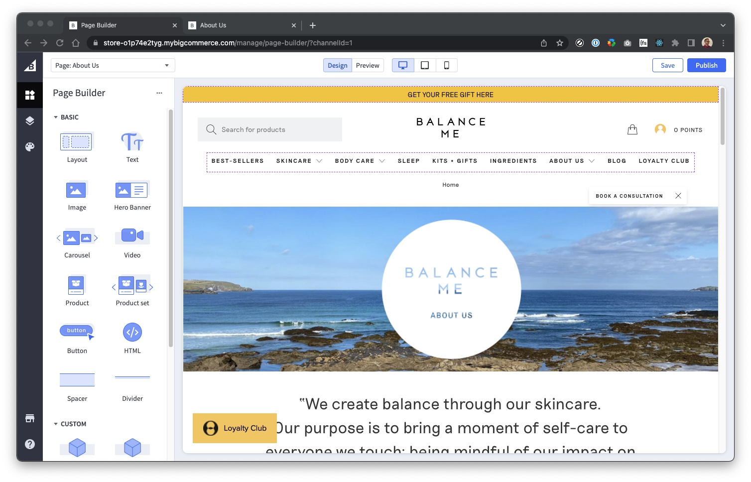 BigCommerce Page Builder, Balance Me