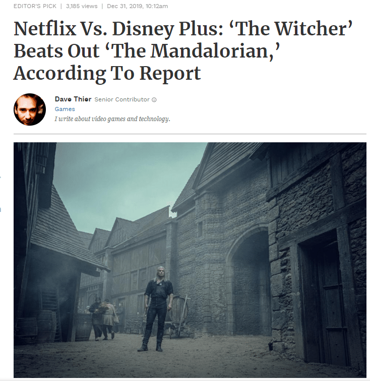 witcher beats mandalorian netflix wins with disney forbes.com