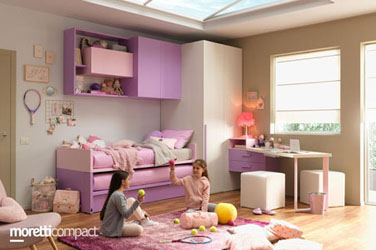 cameretta moretti compact a ponte per bambine KC416