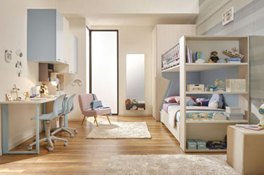 cameretta moretti compact a soppalco KC506 per bambino e bambina
