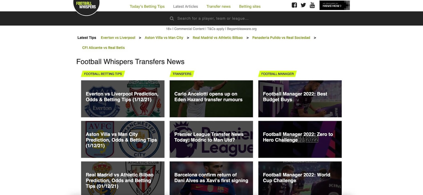 football whispers homepage