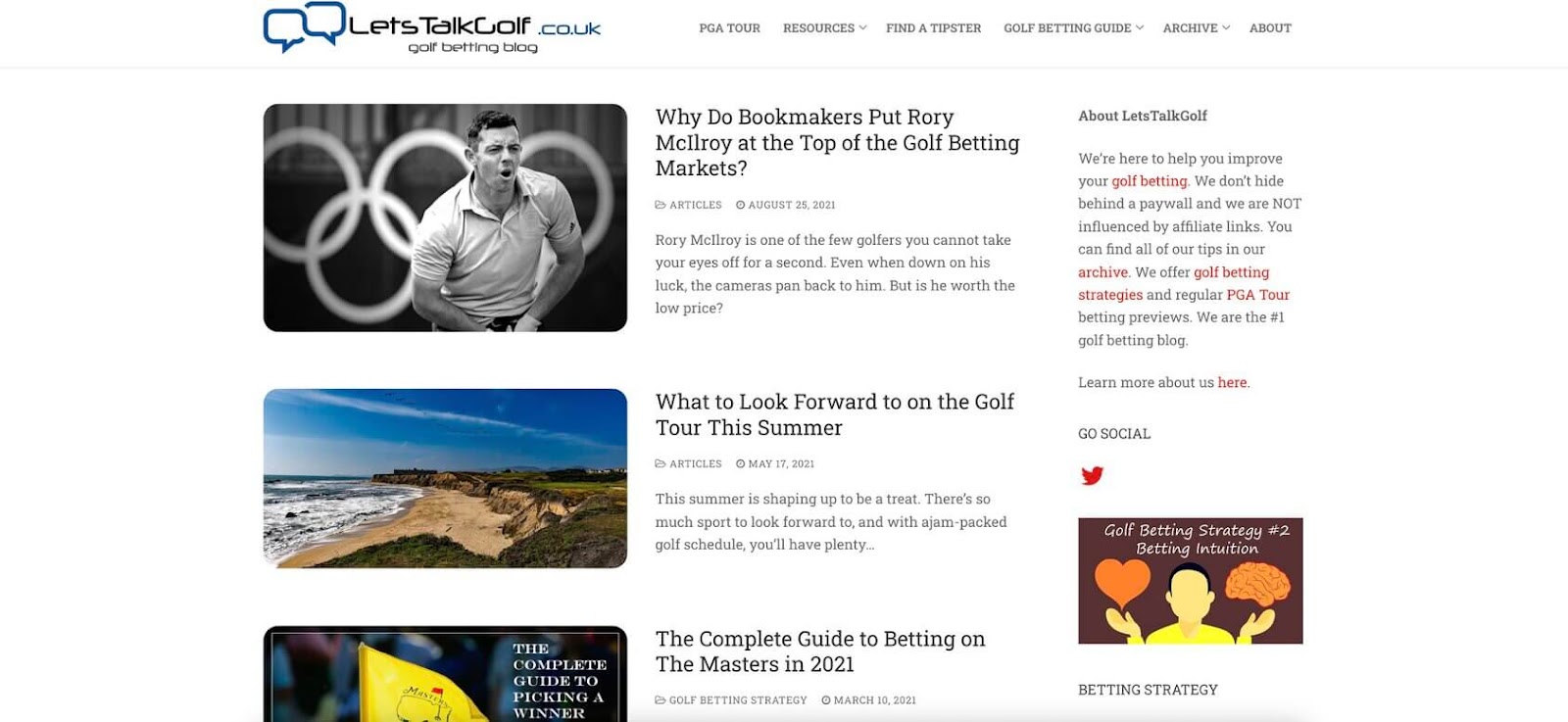 lets talk golf homepage