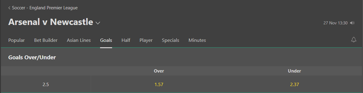 over under odds example