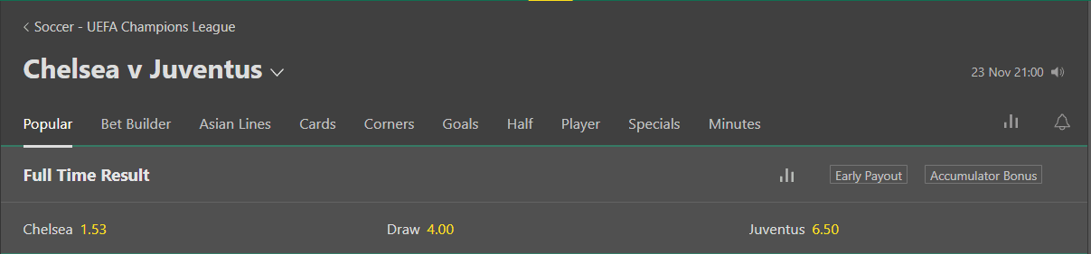money line odds example