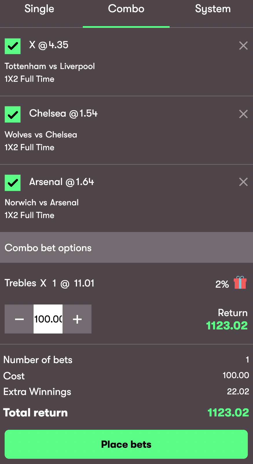 three bets example