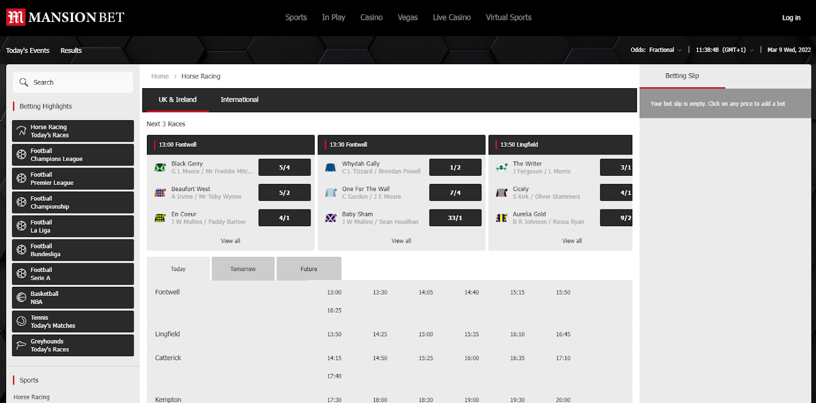 mansionbet horce racing betting