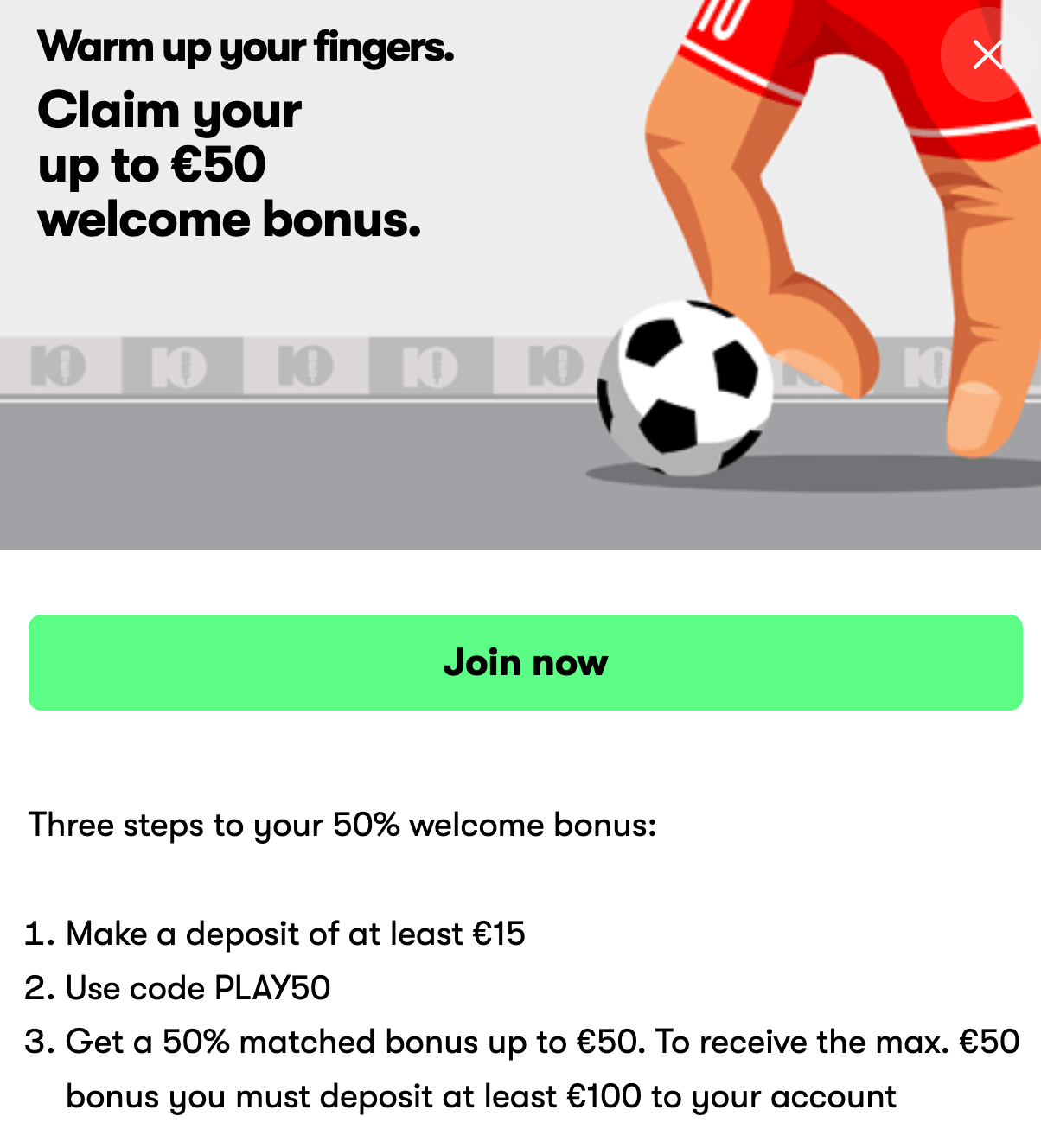 10bet bonus signup example