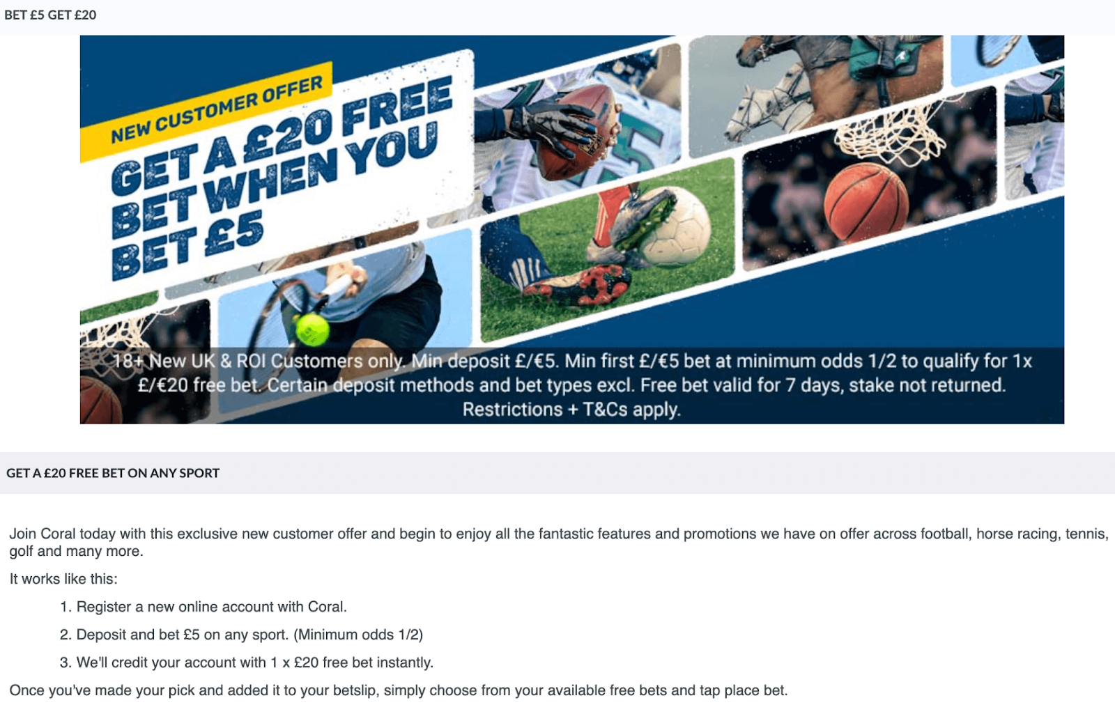 coral betting signup offer