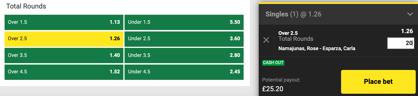 ufc over under rounds betting example
