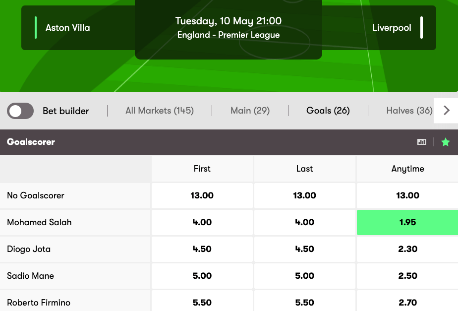 10bet football prop bet example