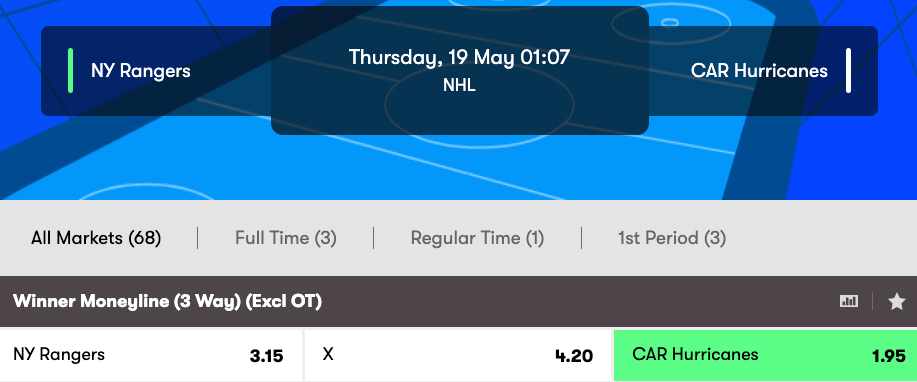 10bet hockey moneyline betting example