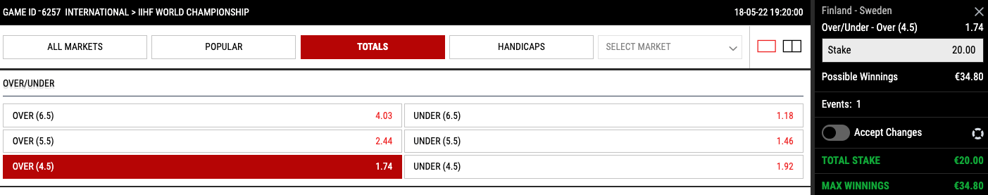 betiton hockey over under betting example