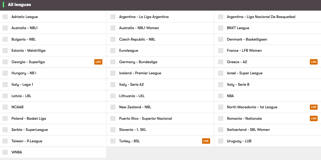 10bet basketball betting events