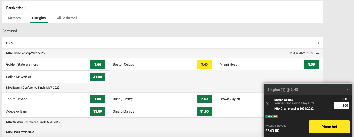 unibet basketball outright bet