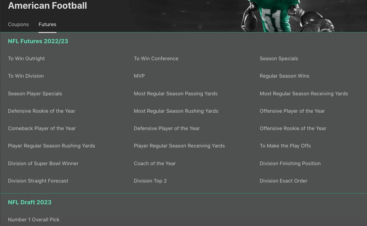 bet365 american football outright bets