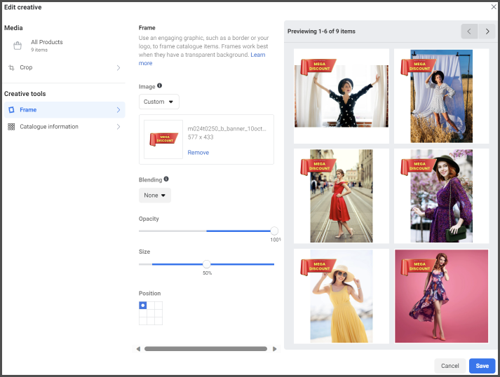 Customizing the creative in your Meta DPAs — Facebook’s builtin