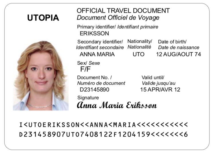 ICAO passport example