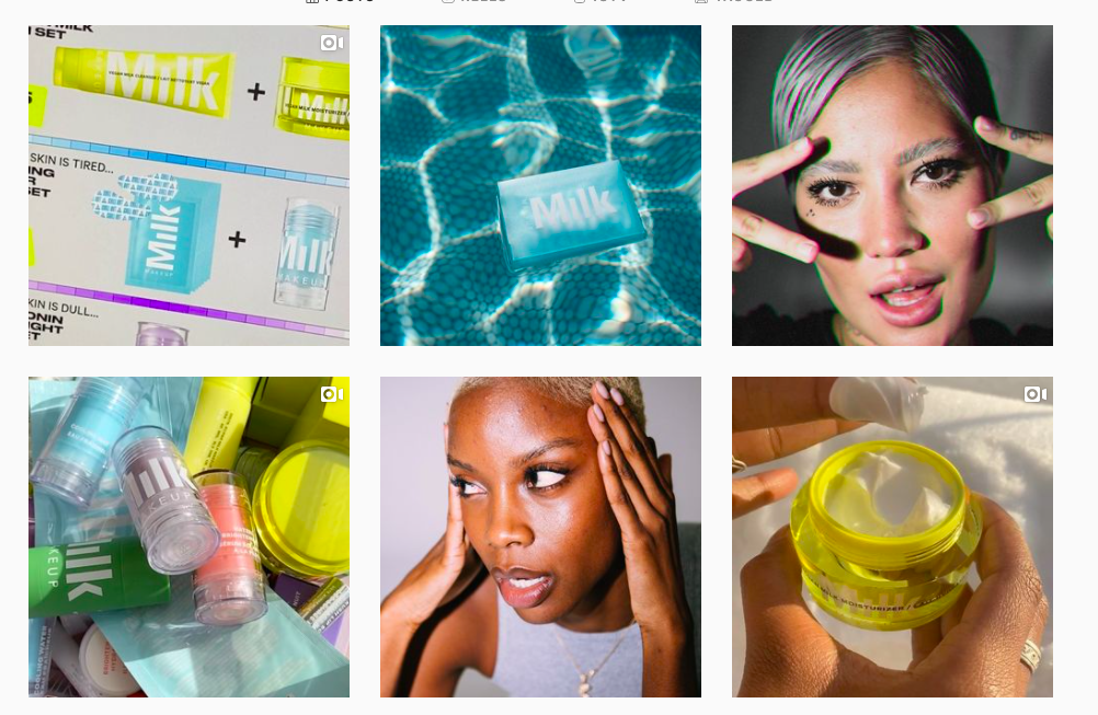 An aesthetic Instagram feed example - Milk Makeup