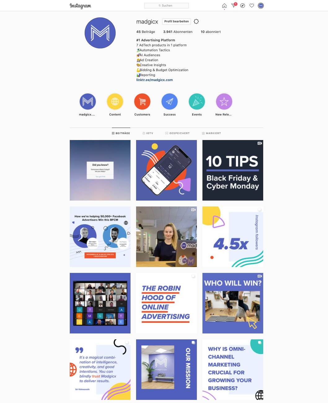 An example of an Instagram aesthetic theme - Madgicx