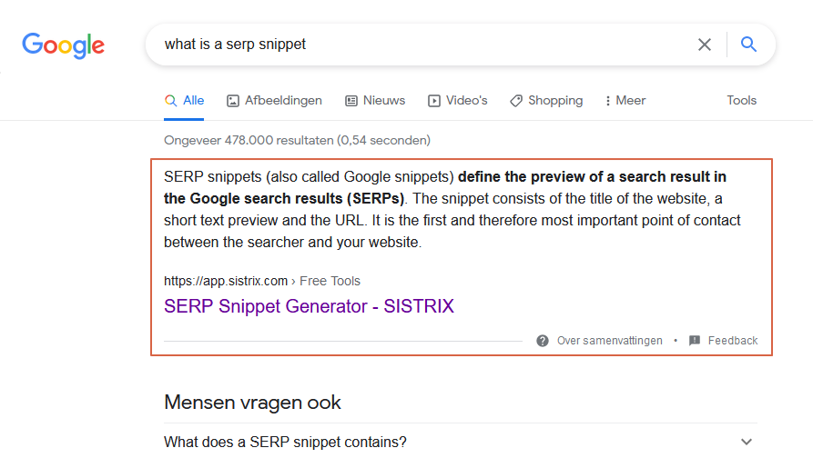 Wat is een SERP snippet?