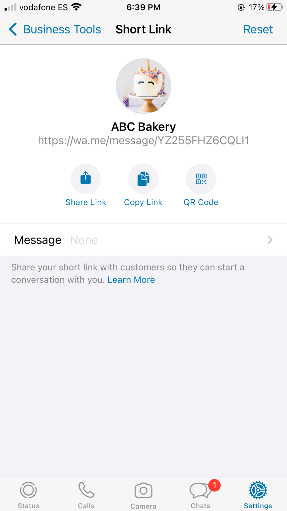 whatsapp business tools: short links