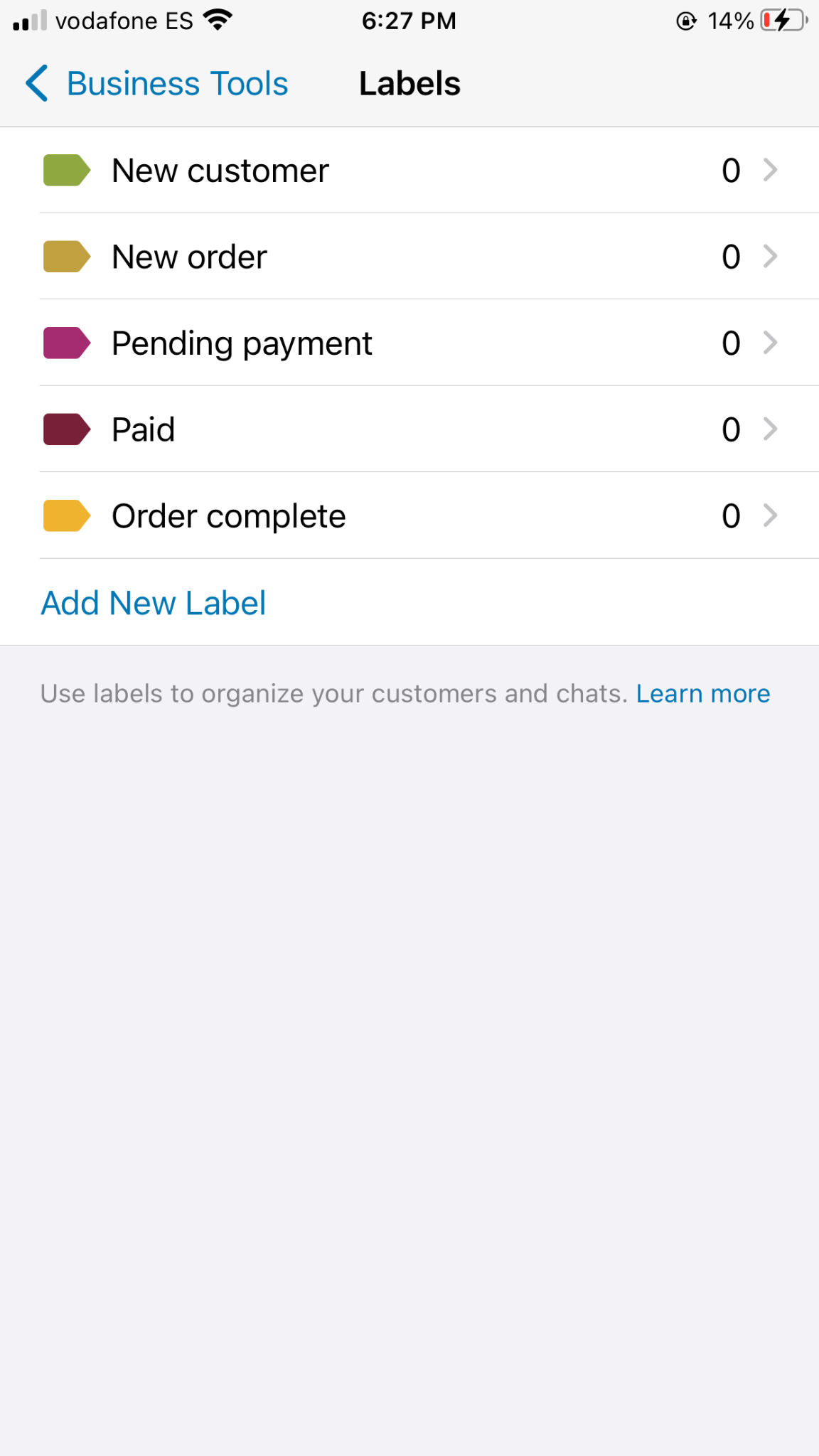 whatsapp business labels