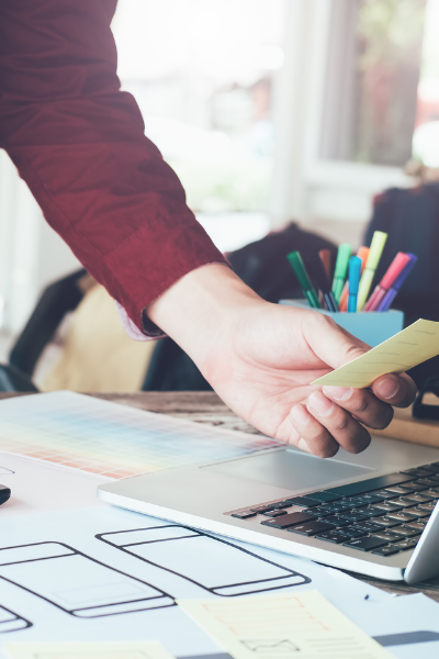 control advertising designer conducting a corporate website redesign
