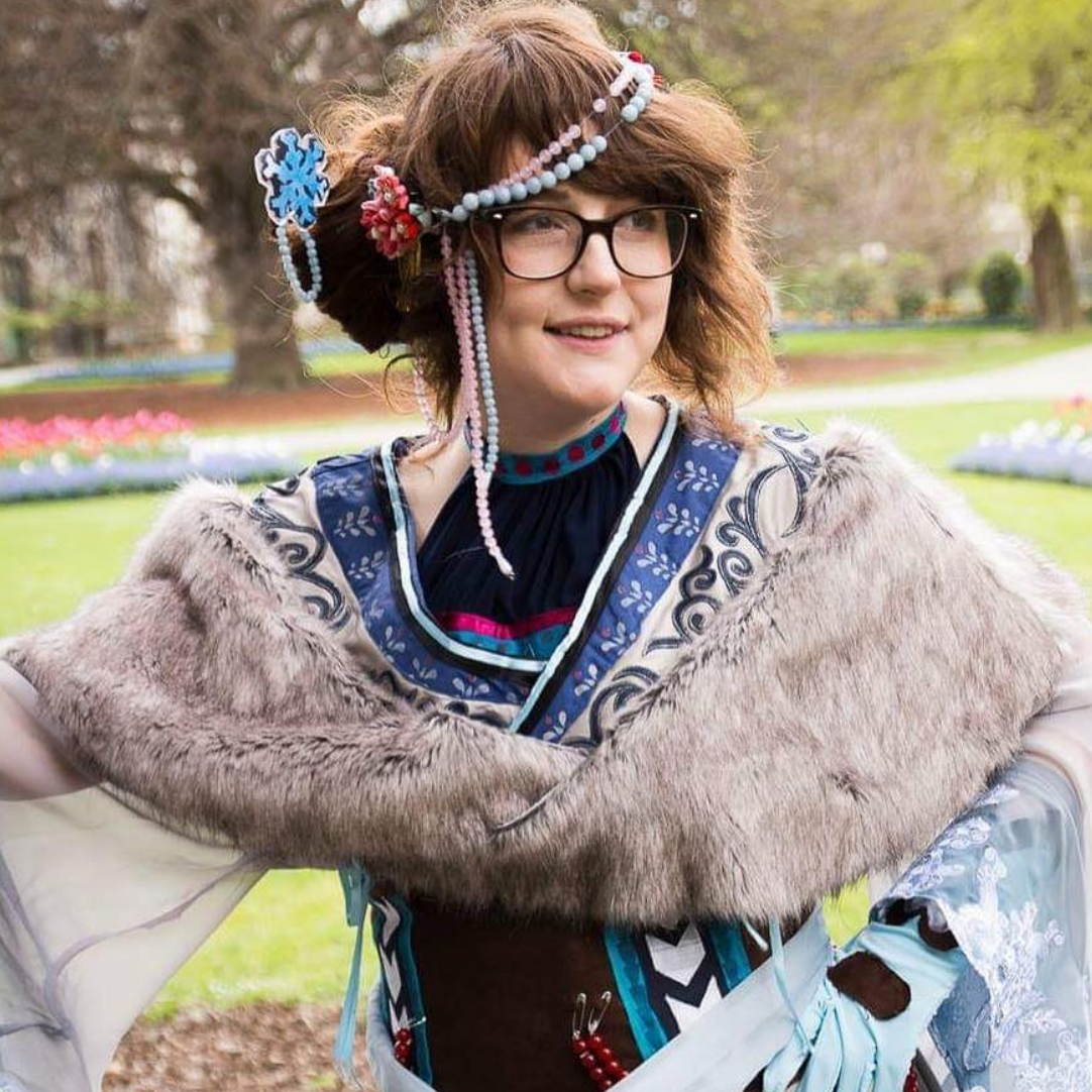 A picture of Bridget as Hannah Alexander's Mei from Overwatch.