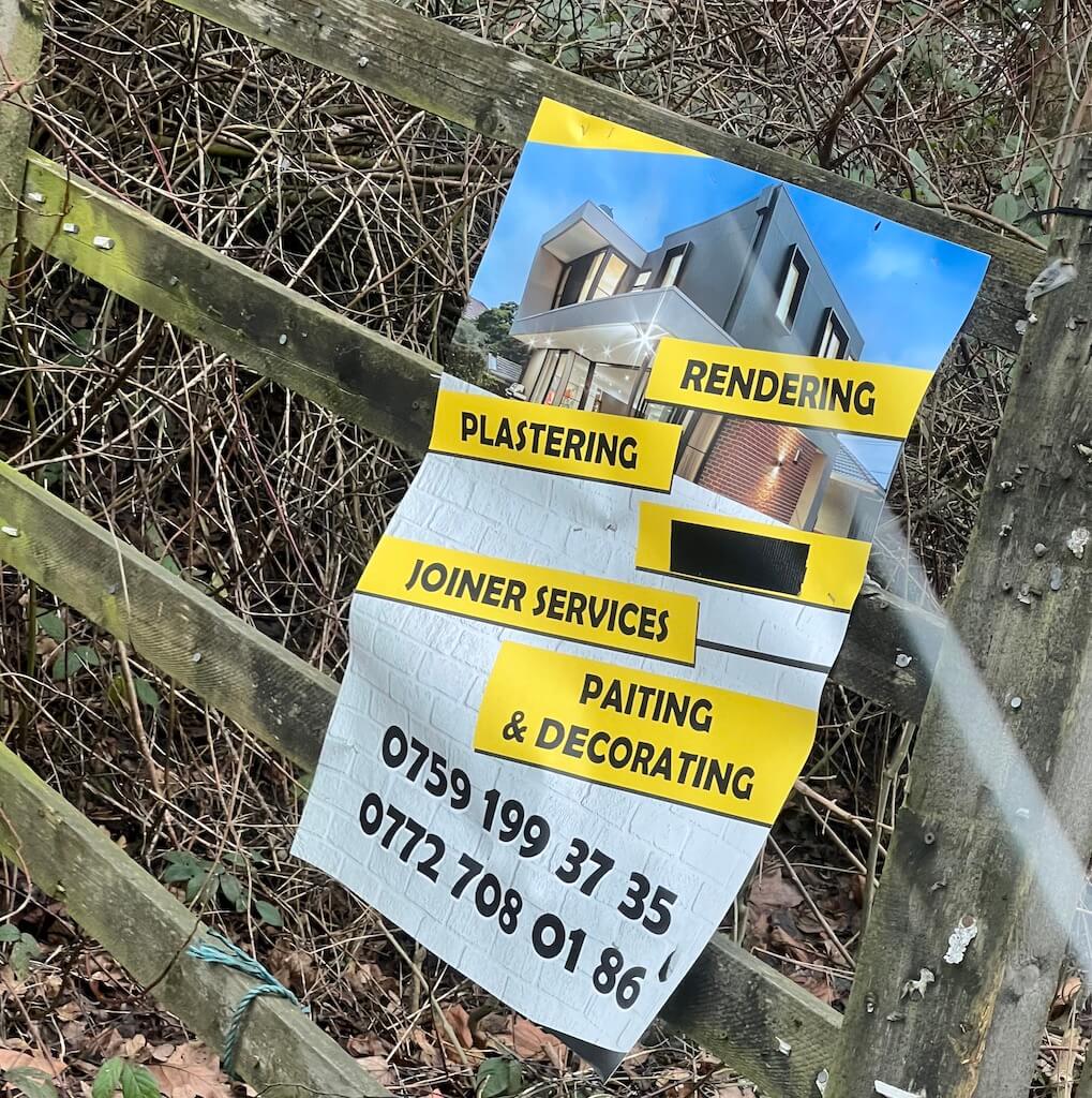 Typo example by the side of the road.