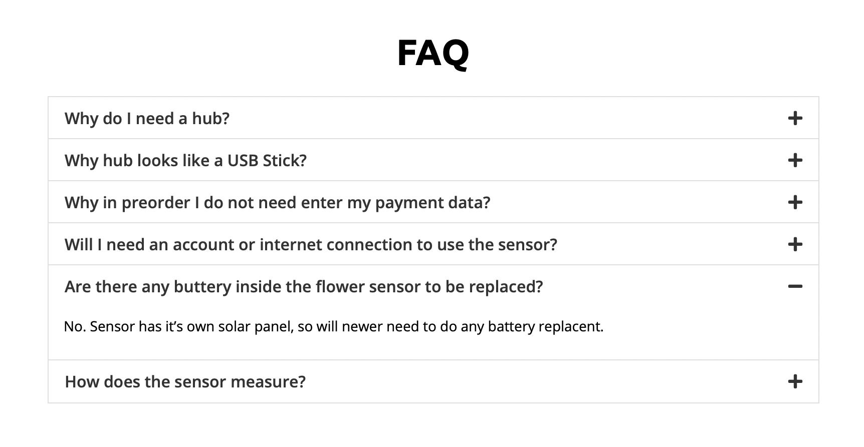 An FAQ section full of copy errors.