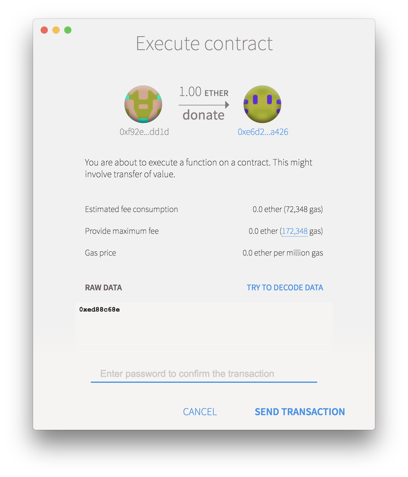 Execute contract