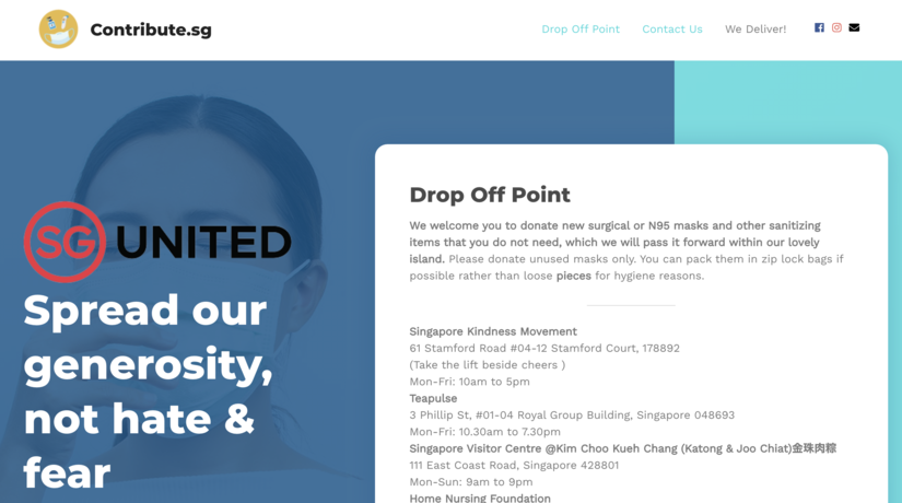 Contribute.sg homepage screenshot