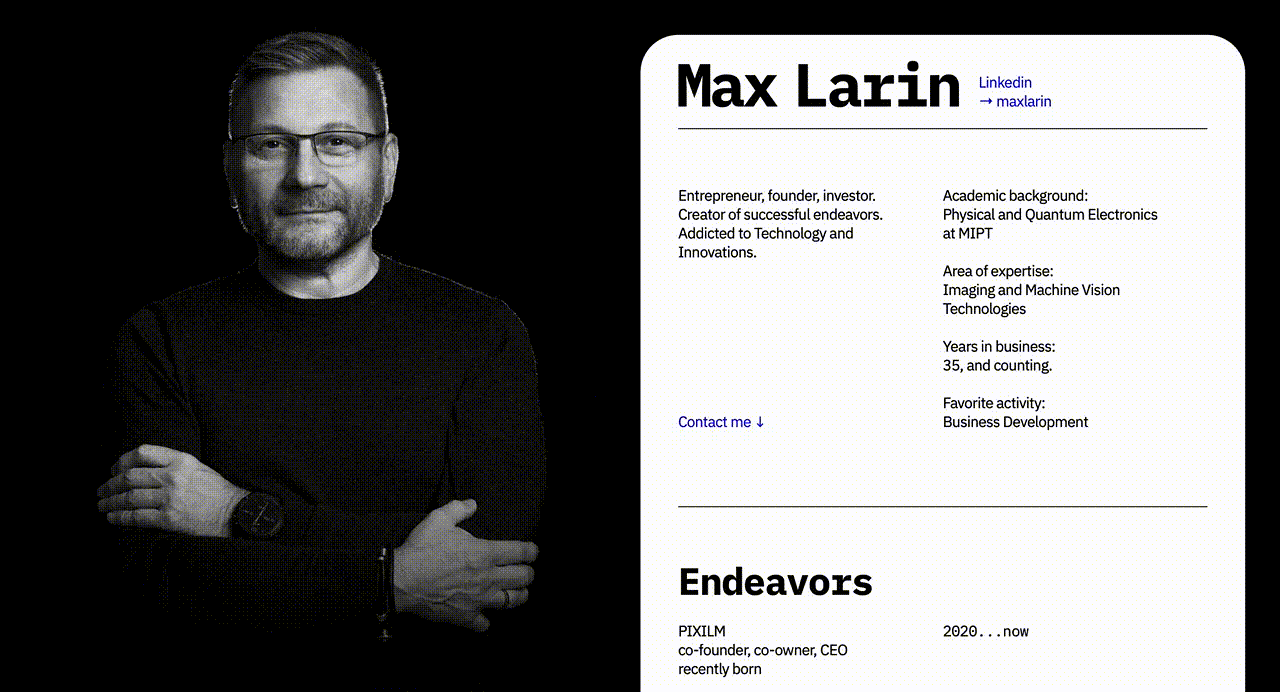 Max Larin — дизайн и разработка сайта