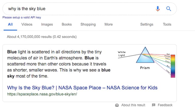 Paragraph snippet from the search 'why is the sky blue'